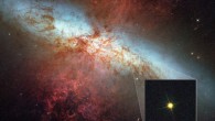 This Hubble image shows the supernova SN 2014J in the nearby galaxy M82. Image credit: NASA / ESA / A. Goobar, Stockholm University / Hubble Heritage Team / STScI / AURA.