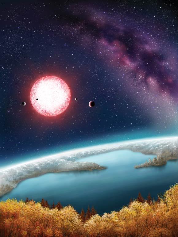 This is an artist's impression showing the forested surface of Kepler-186f. Image credit: Danielle Futselaar.