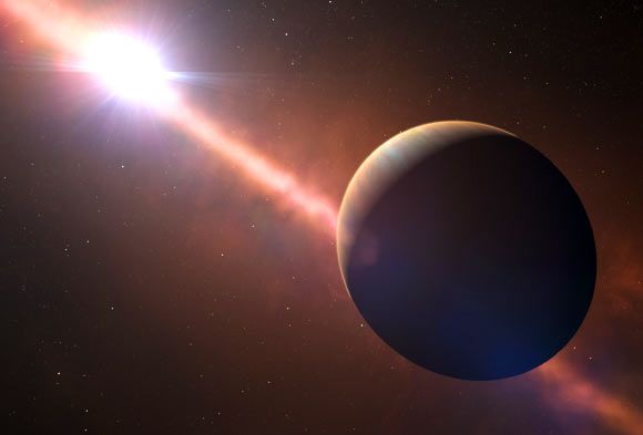 This is an artist's impression of the young exoplanet Beta Pictoris b and its parent star. Image credit: ESO / L. Calçada / N. Risinger, skysurvey.org.