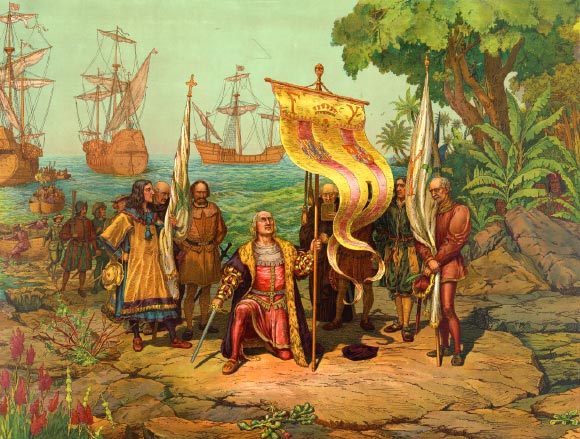 Christoper Columbus arrives in America by L. Prang & Co., Boston, 1893.