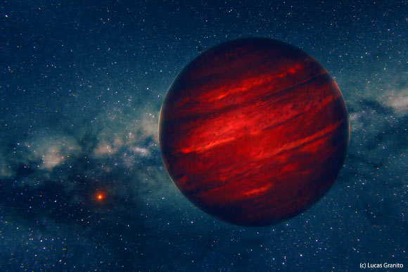 This is an artist's impression of GU Psc b and GU Psc. Image credit: Lucas Granito. 