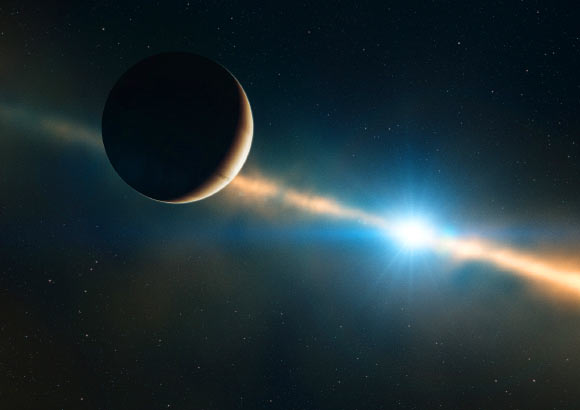 This is an artist's impression of Beta Pictoris b. Image credit: Luis Calçada / ESO.