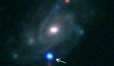 This image from the 1.5-m robotic telescope at Palomar Observatory shows SN 2013cu in the galaxy UGC 9379. Image credit: Avishay Gal-Yam et al.