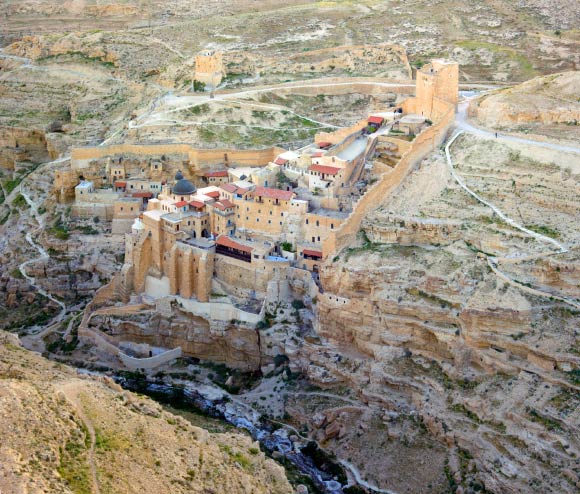 This is an aerial view of the Mar Saba Monastery. Image credit: Godot13 / CC BY-SA 3.0.