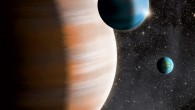 This artist's conception shows a terrestrial exoplanet, a gas giant and a mid-sized gas dwarf. Image credit: J. Jauch.