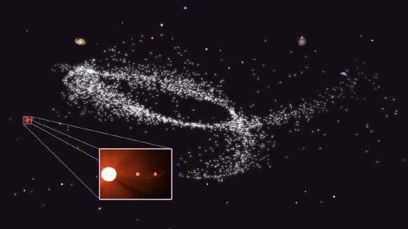Kapteyn's star and its planets likely come from a dwarf galaxy now merged with our Milky Way Galaxy. Image credit: Victor H. Robles / James S. Bullocks / Miguel Rocha.