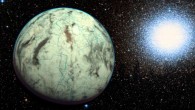 This artistic representation shows the potentially habitable exoplanet Kapteyn b and the globular cluster Omega Centauri in the background. It is believed that this cluster is the remaining core of a dwarf galaxy that merged with our own Milky Way Galaxy billions of years ago bringing Kapteyn's star along. Image credit: PHL / UPR Arecibo / Aladin Sky Atlas.