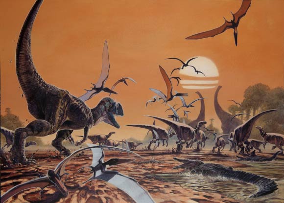 Scene reconstruction during the Early Cretaceous, represented by fossils found on the Isle of Wight. Image credit: James McKay.