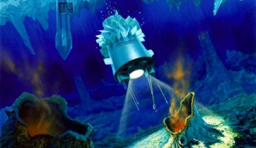 Artist's concept of a cryobot in the ocean of Jupiter's moon Europa. Image credit: NASA.
