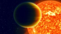 This is an illustration of a hot Jupiter orbiting a Sun-like star.