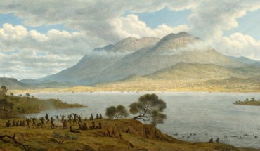 Mount Wellington and Hobart Town from Kangaroo Point (Tasmania), by John Glover, 1834.
