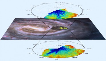 Maps of the measured DIB absorption in respect to the area they cover in our Milky Way Galaxy. Image credit: Janez Kos / Nick Risinger / RAVE team.