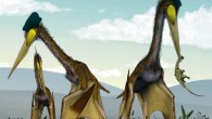 Life restoration of a group of giant azhdarchids, Quetzalcoatlus northropi, foraging on a Cretaceous fern prairie. Image credit: Mark Witton / Darren Naish.
