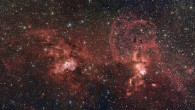 This image shows two star formation regions in the southern Milky Way: the first of these, on the left, is dominated by the star cluster NGC 3603; the second object, on the right, is NGC 3576. Image credit: ESO / G. Beccari.