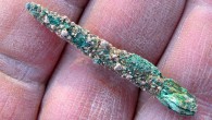The 7,000-year-old metal awl from Tel Tsaf upon discovery. Image credit: Yosef Garfinkel.
