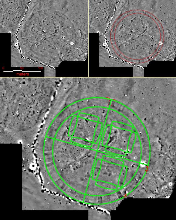 Geophysical survey of the Viking ring fortress near Køge, Denmark. Image credit: Helen Goodchild / Danish Castle Center.