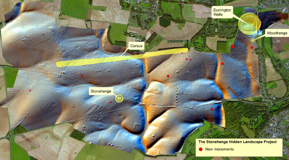 Detailed archaeological map of the Stonehenge landscape. Image credit: Vincent Gaffney / Stonehenge Hidden Landscapes Project.