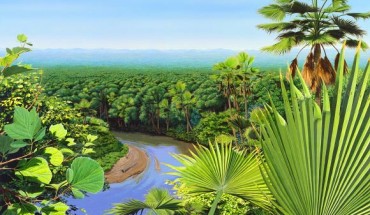 Artistic reconstruction of a post-Chicxulub impact forest. Image credit: Donna Braginetz / Denver Museum of Nature & Science.