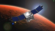 This image shows an artist concept of NASA's MAVEN spacecraft. Image credit: NASA's Goddard Space Flight Center.