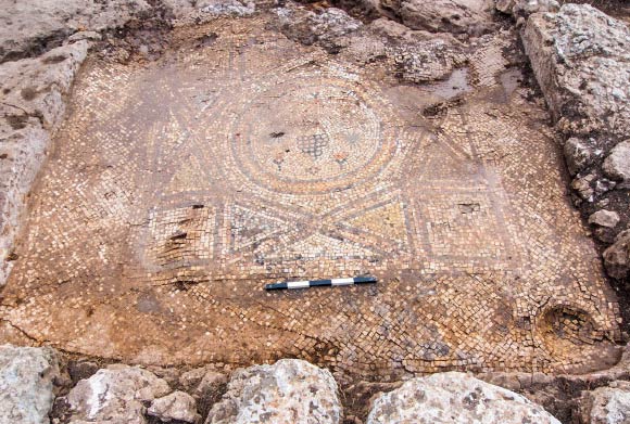 Mosaic floor at the archaeological site. Image credit: Assaf Peretz / Israel Antiquities Authority.
