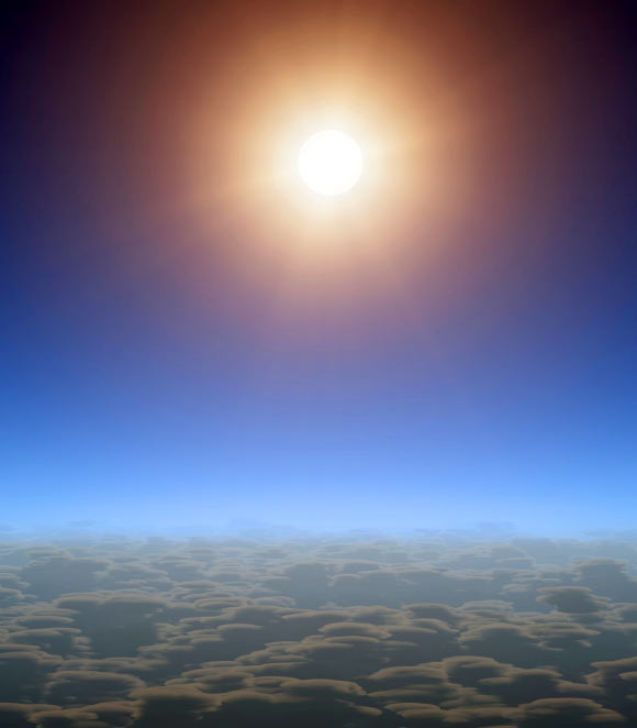 This artist's concept shows what the sky may look like on the exoplanet HAT-P-11b. Image credit: NASA / JPL-Caltech.