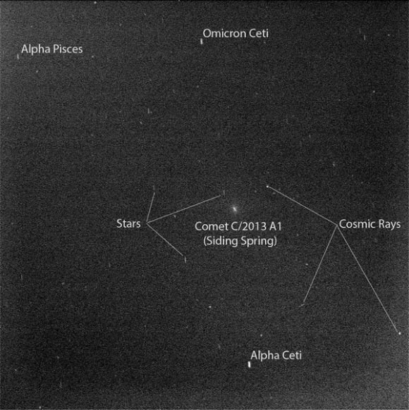 A view of Siding Spring taken by Mars Exploration Rover Opportunity’s Pancam on October 19, 2014. Image credit: NASA / JPL-Caltech / Cornell University / ASU / TAMU.