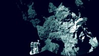 Philae is safely on the surface of the comet, as this image confirms; one of the lander's three feet can be seen in the foreground. Image credit: ESA / Rosetta / Philae / CIVA.