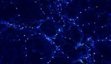 This artist's impression shows the mysterious alignments between the spin axes of quasars and the large-scale structures they inhabit; these alignments are over billions of light-years and are the largest known in the Universe. Image credit: ESO / M. Kornmesser.