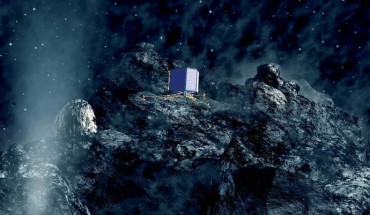 The Philae lander at work on Comet 67P/Churyumov-Gerasimenko. Image credit: ESA / AOES Medialab.