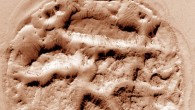 The circular mound spotted by NASA scientists is in Athabasca Valles, north-central Elysium Planitia, Mars. Image credit: NASA / JPL-Caltech / University of Arizona.