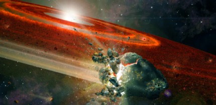 This is an artist impression of the protoplanetary disk around HD 107146. Image credit: A. Angelich / NRAO / AUI / NSF.