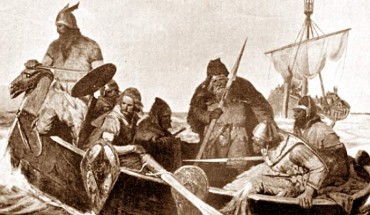 Norsemen Landing in Iceland by Oscar Wergeland, published in 1909.