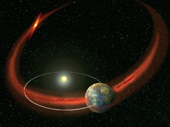 Mercury appears to undergo seasonal meteor showers. Image credit: NASA's Goddard Space Flight Center.