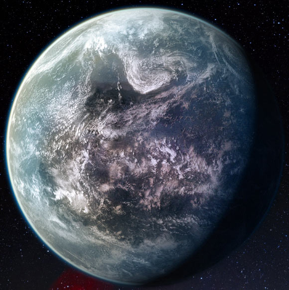 This artistic impression shows a super-Earth exoplanet. Image credit: ESO / M. Kornmesser / Nick Risinger, skysurvey.org.