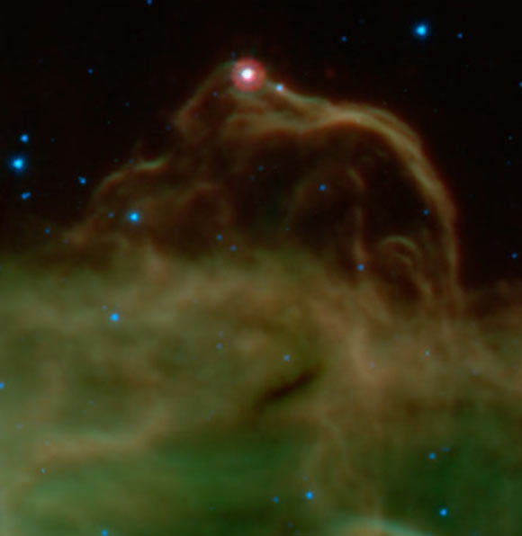 This image from NASA's Spitzer Space Telescope shows the Horsehead nebula in infrared light. Image credit: NASA / JPL-Caltech / ESO.