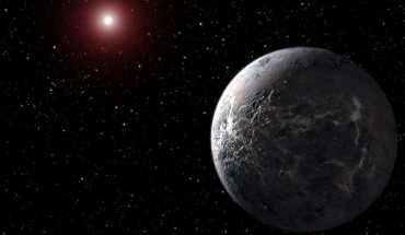 This artist's impression shows a super-Earth orbiting a red dwarf star. Image credit: NASA.