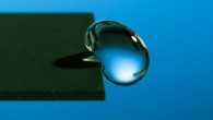 A water droplet bouncing off a laser-treated platinum surface. Image credit: J. Adam Fenster / University of Rochester.