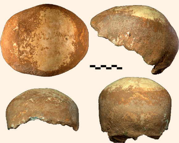 Various views of the Manot skull fossil. Image credit: Israel Hershkovitz et al.