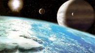Terrestrial exoplanet and its moons. Image credit: Luciano Mendez / CC BY-SA 3.0.