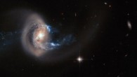 This image, taken with the Wide Field Camera 3 and the Advanced Camera for Surveys on Hubble, reveals the correlation of the gas clouds and stars in NGC 7714. The picture not only reveals the intricate structure of the galaxy, but also shows many other objects that are much further away. Image credit: NASA / ESA / A. Gal-Yam, Weizmann Institute of Science.