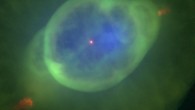 This image combines X-ray data collected by XMM-Newton telescope (blue) with optical observations from Hubble (green and red). Image credit: ESA / XMM-Newton / Y.-H. Chu / R.A. Gruendl / M.A. Guerrero / N. Ruiz / NASA / Hubble team / A. Hajian / B. Balick.