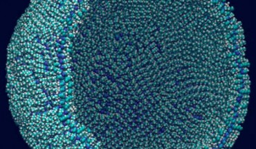 Azotosome vesicle, the size of a small virus particle. Image credit: James Stevenson et al.