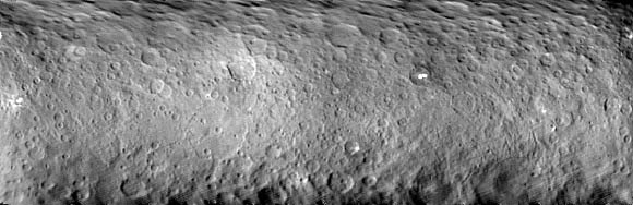 The surface of Ceres is covered with craters of many shapes and sizes, as seen in this new mosaic image of the dwarf planet. Image credit: NASA / JPL-Caltech / UCLA / MPS / DLR / IDA.