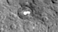 This close-up shows two mysterious bright spots in the same crater basin on Ceres. Image credit: NASA / JPL-Caltech / UCLA / MPS / DLR / IDA.