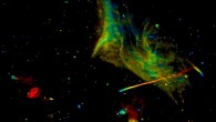 This VLA radio image shows the galaxy cluster Abell 2256. Image credit: Owen et al. / NRAO / AUI / NSF.