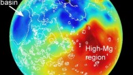 Map of magnesium/silicon abundance ratio across Mercury’s surface - red indicates high values, blue low. Image credit: NASA / JHUAPL / Carnegie Institution of Washington.