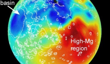 Map of magnesium/silicon abundance ratio across Mercury’s surface - red indicates high values, blue low. Image credit: NASA / JHUAPL / Carnegie Institution of Washington.