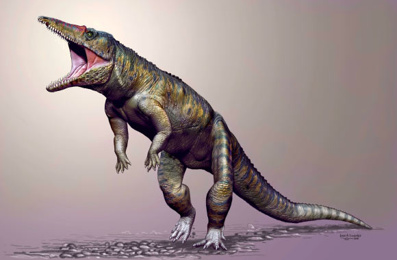 Life reconstruction of Carnufex carolinensis. Image credit: Jorge Gonzales.