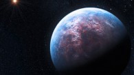 Artist’s impression of the terrestrial exoplanet Gliese 667 Cb with the Gliese 667 A/B binary in the background. Image credit: L. Calçada / ESO.