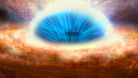 This image shows an artistic representation of an active supermassive black hole at the centre of a galaxy. Image credit: ESA / ATG medialab.